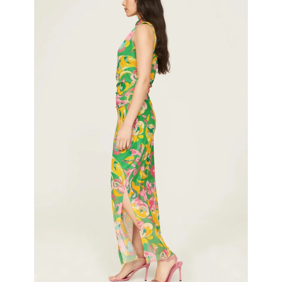 Maxi Vestido Donna Morgan Malla Verde TALLA 8 Resort Paisley Bodycon Diseñador $138 Foto 2 de 4