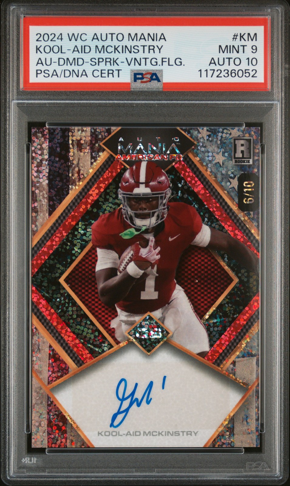Kool-Aid McKinstry Wild Card Auto Mania American Football Hobby Autographs #KM Diamond-Sparkles Foil-Vintage Flag