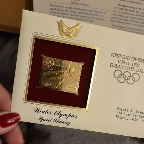Set of 3~Golden Replicas 29 centStamp Winter Olympics 1st Day Issue~USA 1992 - Picture 7 of 9