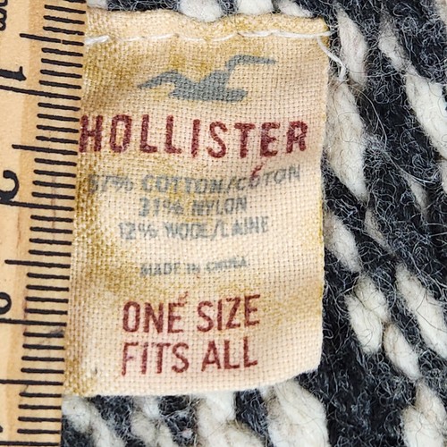 Hollister Chunky Knit Beanie Hat Wool Cotton Blend Vintage winter geometric - Picture 8 of 9