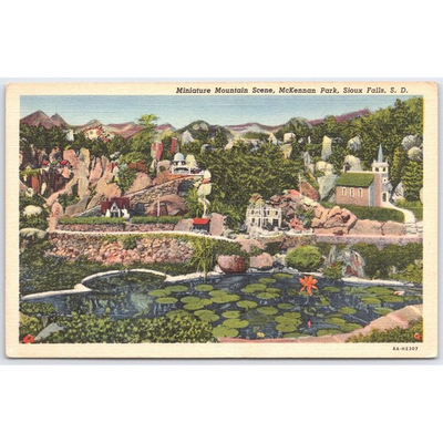 #ad Postcard Miniature Mountain Scene McKennan Park Sioux Falls SD $2.76