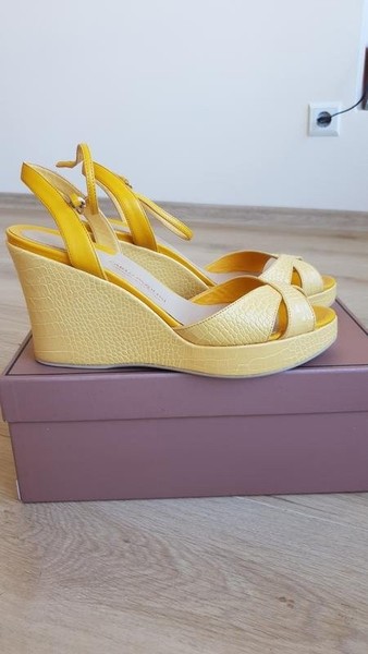 Women Carlo Pazolini Heels Yellow Leather 40