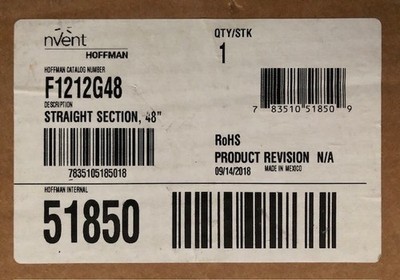 NVent HOFFMAN - F1212G48 Lay-In STRAIGHT WIREWAY - 48'' x 12'' x 12''  NEW IN BOX