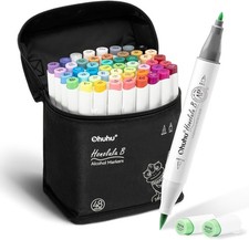 Ohuhu 48 Colors Alcohol Brush Markers 1 Alcohol Marker Blender, Brush Fine