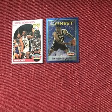 2 David Robinson Cards: 1990 Hoops Rookie Card- 1996 Topps Finest With Coating 