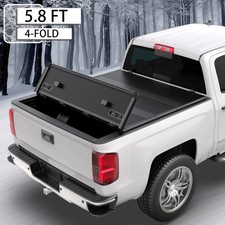 5.8ft 4-fold Frp Tonneau Bed Cover For 2004-07 Chevy Silverado Gmc Sierra 1500