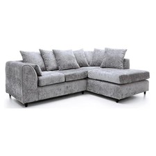 L Shape 4 Seater Sofa Alaska Chenille Light Grey Corner Couch 3+2 Set Footstool