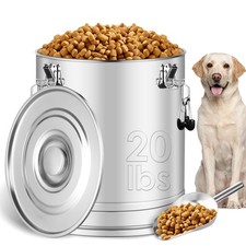 Stainless Steel Dog Food Storage Container,20LB/25LB Airtight Dog Food Storag...
