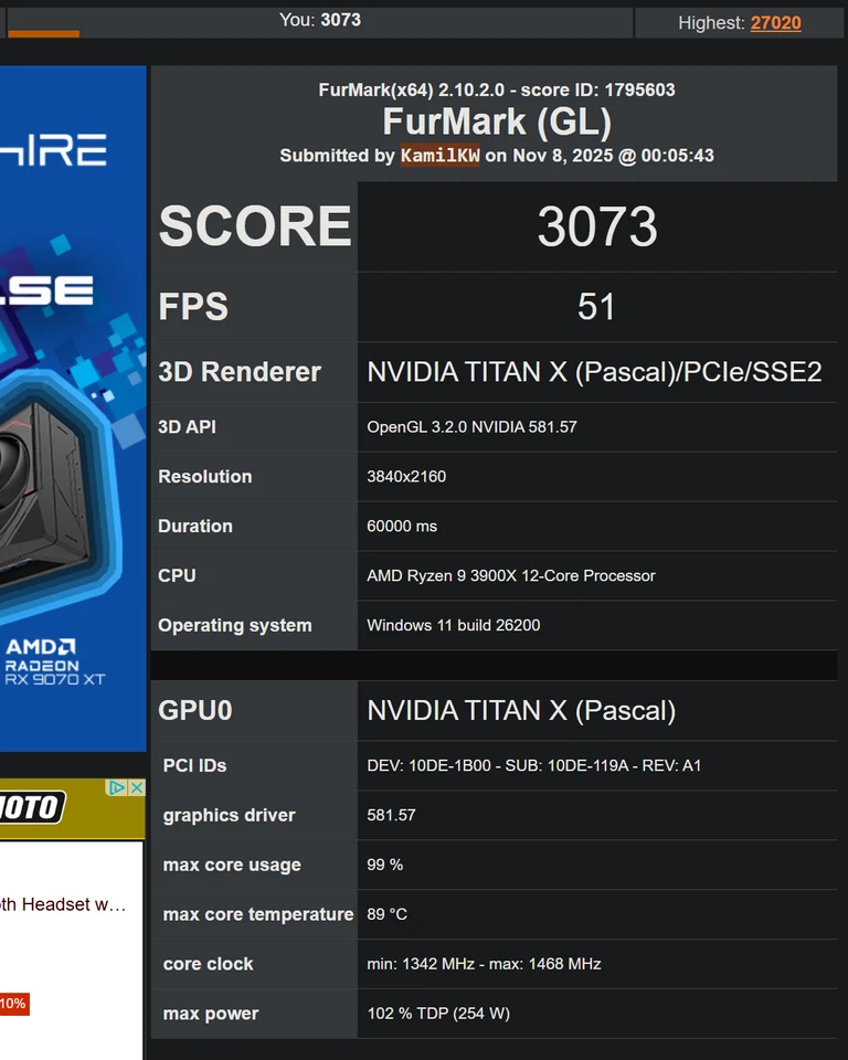 Nvidia GeForce TITAN X PASCAL - Xp (2017) - 12GB GDDR5X Graphics Card - Image 2 of 4