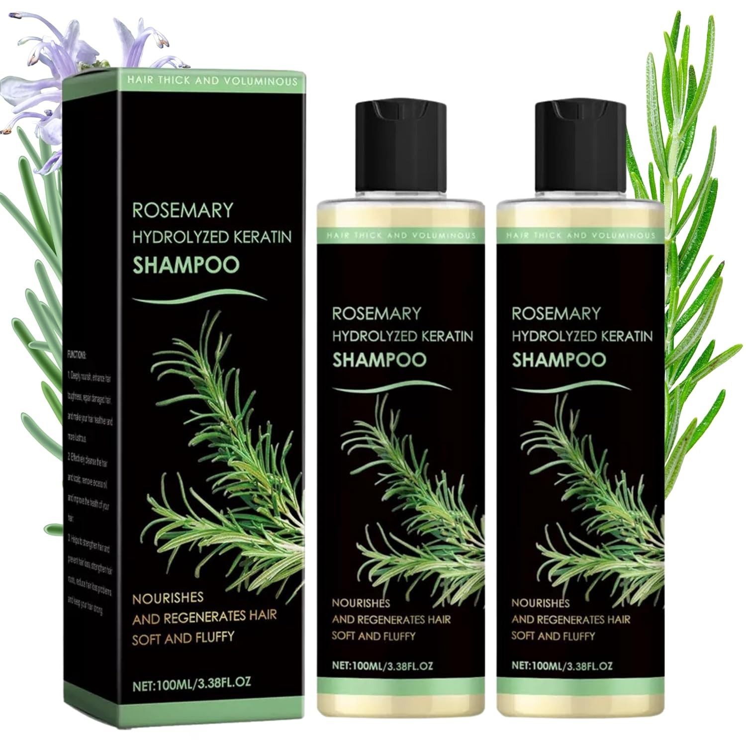 Rosemary Hair Growth Shampoo, Rosemary Hydrolyzed Keratin Shampoo for Thinning H
