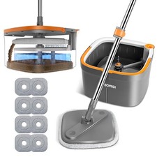 Mop and Bucket Set, Spin Mop with Separate Dirty Water System, Deep-Cleaning Mop