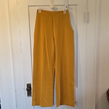 Nasty Gal Solid Flat Front Wide-Leg Dress Pants Side Hip Zip Closure