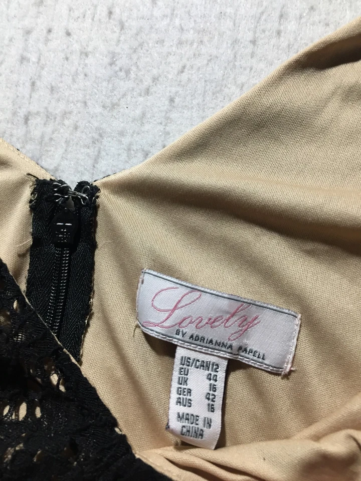 Adrianna Papell Tank Dress Womens 12 Black Lace Lined V Neck Stretch Comfort - Image 3 of 4