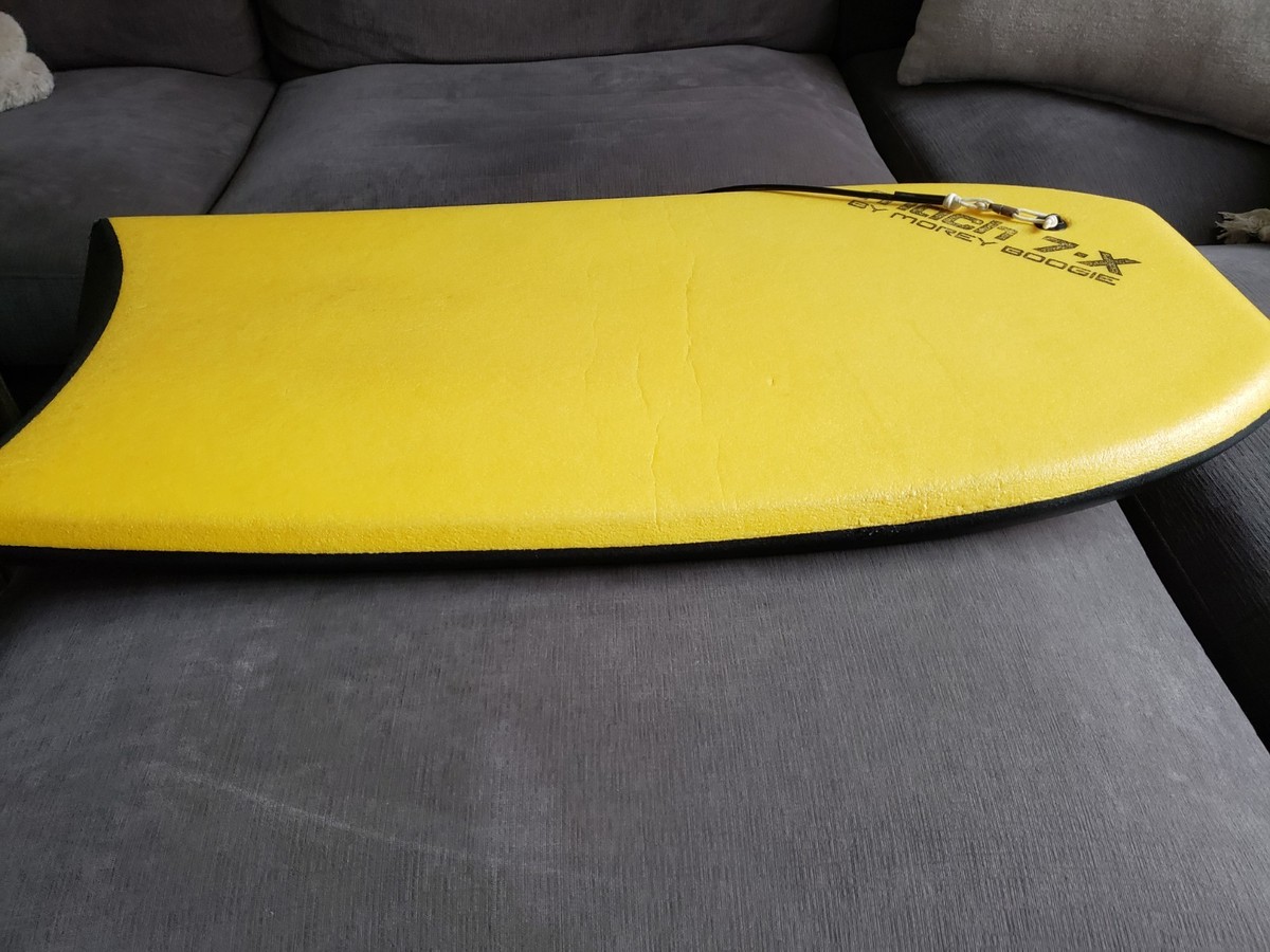 Vintage Morey Boogie Mach 7-X Boggie Board Yellow Orange Bottom 
