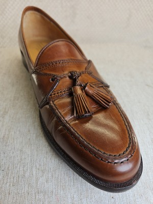 Johnston Murphy CELLINI Shoes Sz 10 M  Cognac Brown Loafers Tassels Made Italy 