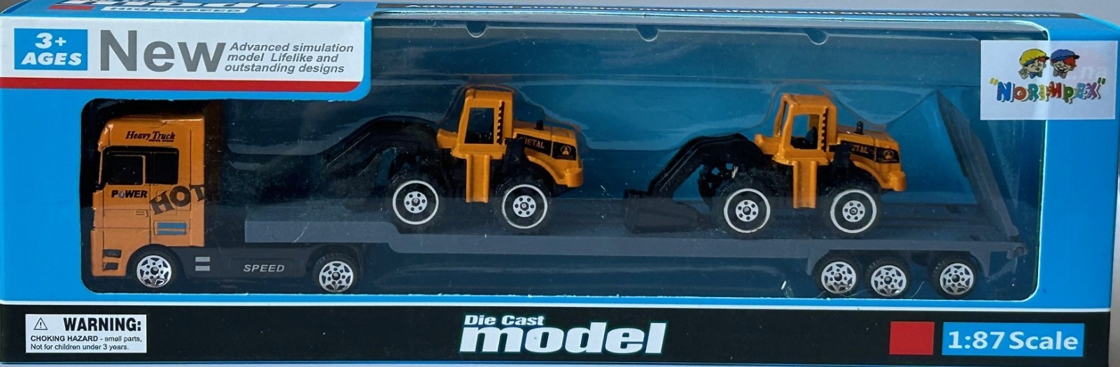 Lorry/Truck Carrier + Excavator + Vehicle Construct Model Toy Diecast 1:87 Scale