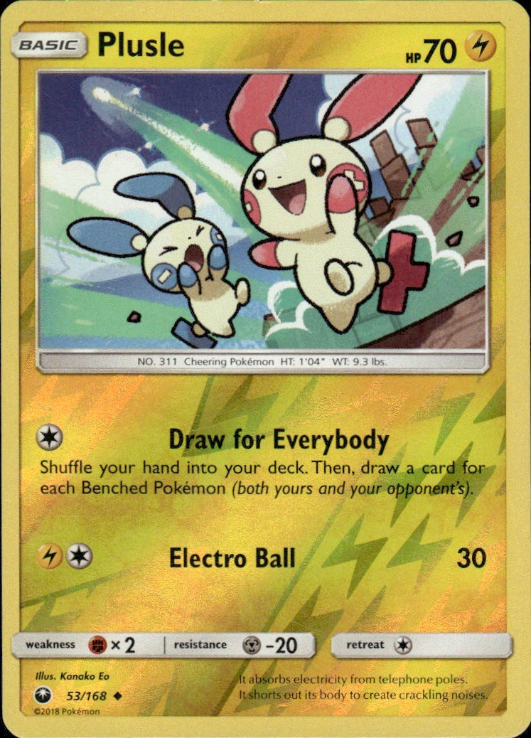 Plusle 53/168 Uncommon Celestial Storm Pokemon Reverse Holo Lightly Played