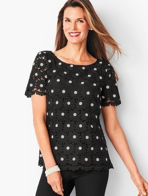 Talbots RSVP Women s Daisy Lace Top Black Floral Size XS