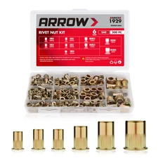 Arrow 200PC Rivet Nut Kit Rivnut Assortment Threaded Insert Nutsert SAE FlatHead