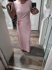 T by Talbots Striped Knit Tie Waist Maxi Dress SZ S/M Comfy Stretch Everyday B3