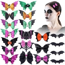 20 Pcs Halloween Hair Clips Black Bat Hairpins Boutique Bowknot Alligator