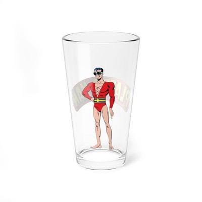 Plastic Man Super Friends Mixing Glass, 16oz Hero Drinkware, Cartoon Style Glass