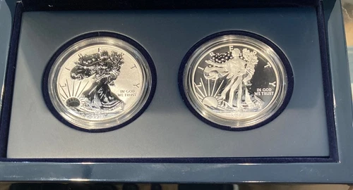 2013 W REVERSE PROOF & ENHANCED SILVER EAGLE 2 COIN WEST POINT SET WITH BOX