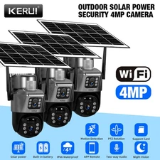 3Pack Solar Battery Powered Wifi Outdoor Pan/Tilt Home Security Camera System