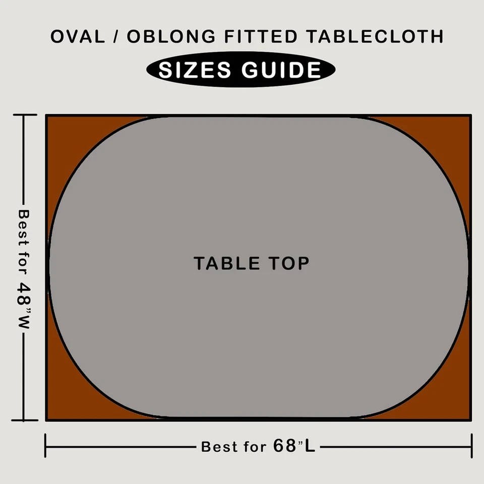 LIBERECOO Oval Tablecloth Vinyl Fitted Elastic Edge with Flannel Backing - Fits - Image 2 of 4