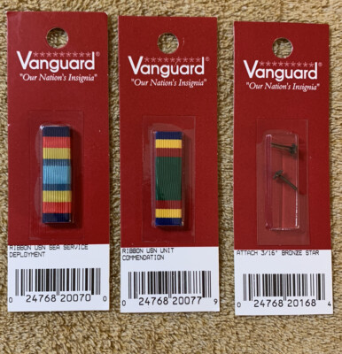 Vanguard Ribbon Racket Vanguard US Navy 3/16 Bronze Star Single- Unit Commendation & Deploy ...