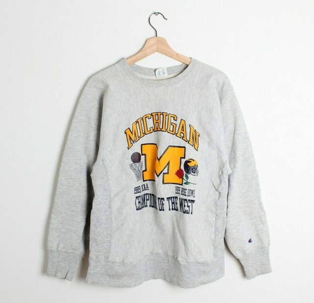 Vintage 80s Champion Michigan NCAA Champions Sweatshirt Reverse Weave L | eBay