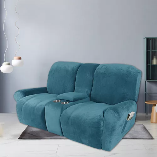 2-Sitzer Stretch Liegesofa Bezug Samt Schonbezug mit Getränkehalter Mittelkonsole - Bild 9 von 104