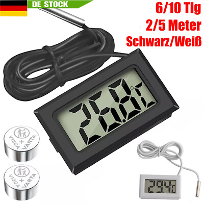 10er Mini Thermometer Temperatur LCD Anzeige mit Fühler digital Temperaturmesser