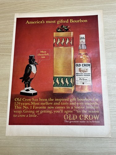 Old Crow Kentucky Straight Bourbon Whiskey 1964 Vintage Print Ad Life Magazine