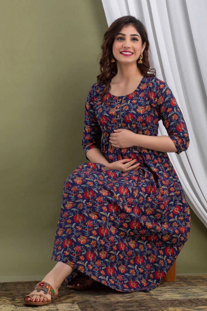 Buy Hegza Women Printed Gown Kurta (Black) Online at Best Prices in India -  JioMart.