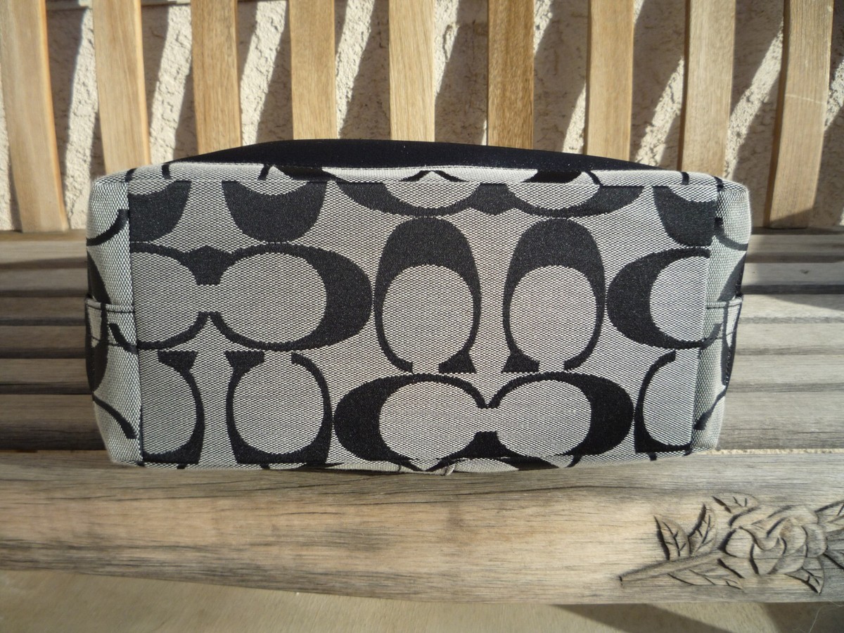 Coach Black and Grey Signature Stripe Tote | eBay