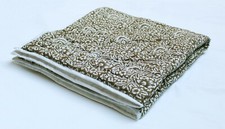 Brown Floral Indian Hand Block Printed Baby Quilt Cotton Filled Cotton Coverlet