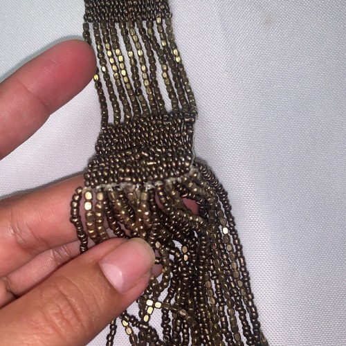 Marlyn Schiff cleopatra style glass beaded necklace, brown gold beans continues - Picture 3 of 7