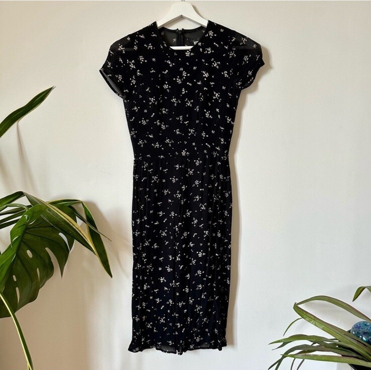 Reformation Women's Black Floral Short Sleeve Mini Dress Size 0 | eBay