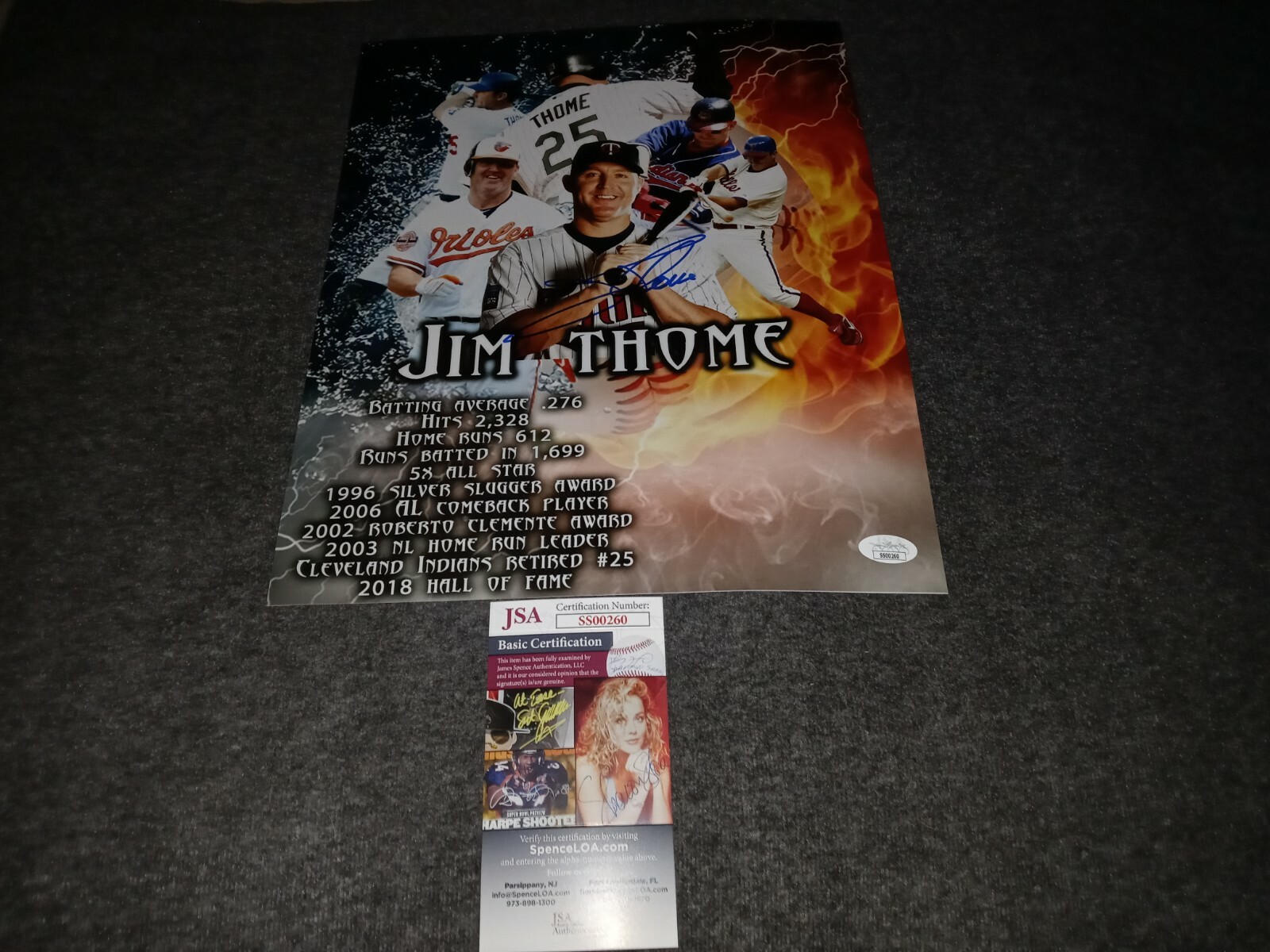 Jim Thome Autographed Signed Chicago White Sox Custom 11x14 Chicago Whitesox jsa 