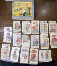 OLD MAID ANTIQUE PLAYING CARDS 15 PAIRS W/box 43 YLDR Saint Louis, USA Game