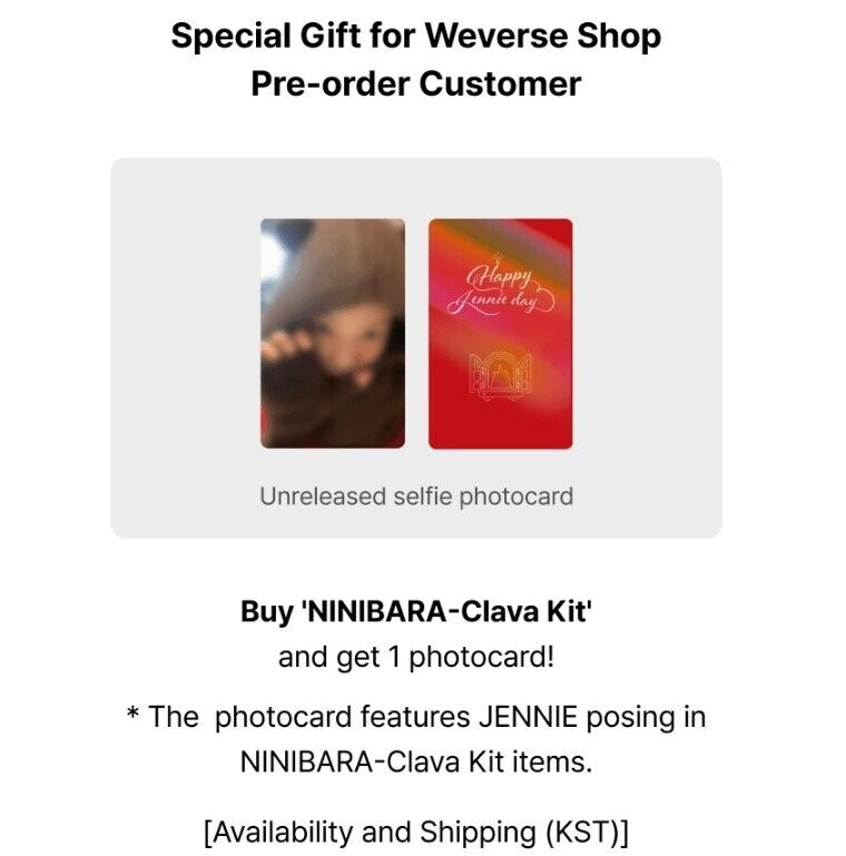 BLACKPINK JENNIE NINIBARA-Clava Kit Official Birthday MD BLACKPINK JENNIE NINIBARA-Clava Kit Official Birthday MD