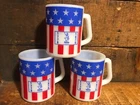 3 Vintage Advertising Dutch Boy Stars & Stripes 1976 Milk Glass Mug Federal