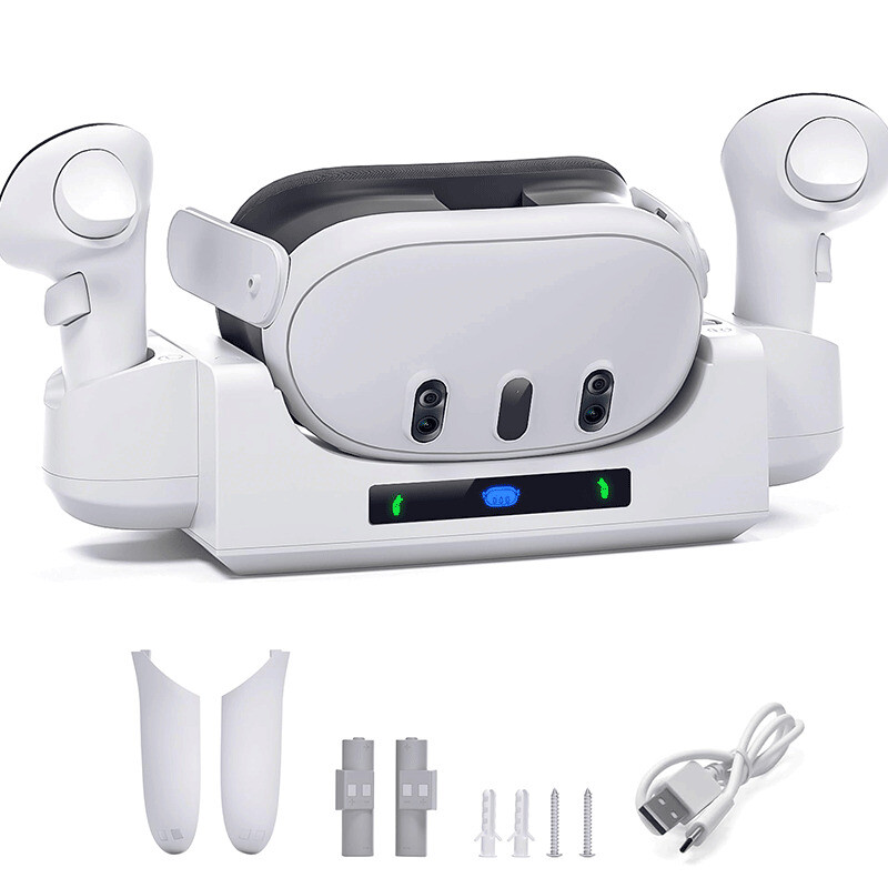 Charging Dock for Meta Quest 3 VR Headset & Controllers Accessories Storage Dock-image