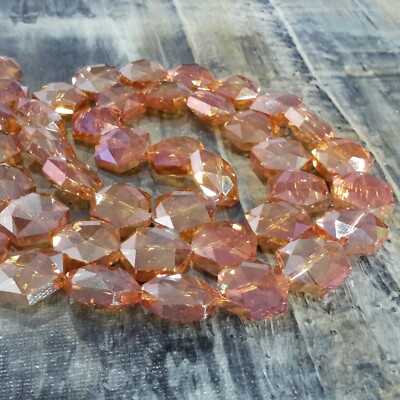 Elecroplated Hexagon Full Rainbow,Faceted,14x15x8mm, Orange, 50pce , FreePost
