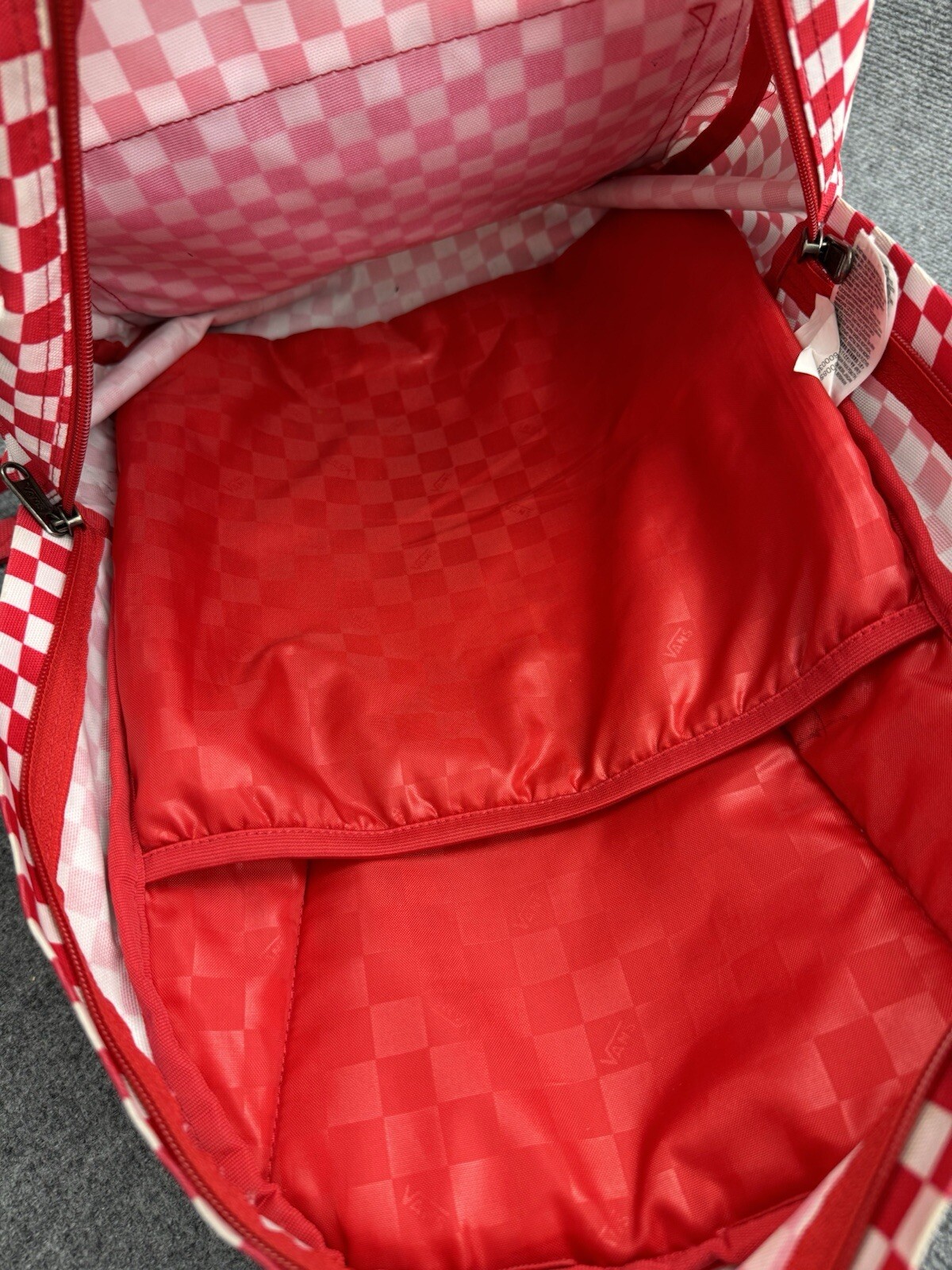 Vans Back Pack Checkered Back Pack Red White - image 4