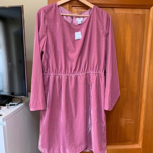 J Crew Velvet Tulip Hem Long Sleeve Dress Guava Berry Pink Size 0 Y642C - Picture 7 of 8