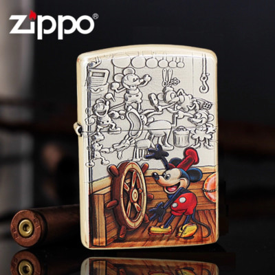 Armor Silver Plated Relief Painted Classic Mickey Mouse Zippo