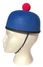 Funny BLUE CLOWN HAT Adult Beanie Red Foam Nose Nerd Mime Costume Bell Boy Cap