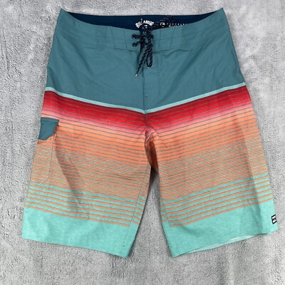 Billabong Recycler All Day Pro Board Short Men's 32 Multicolor Striped Mid-Rise